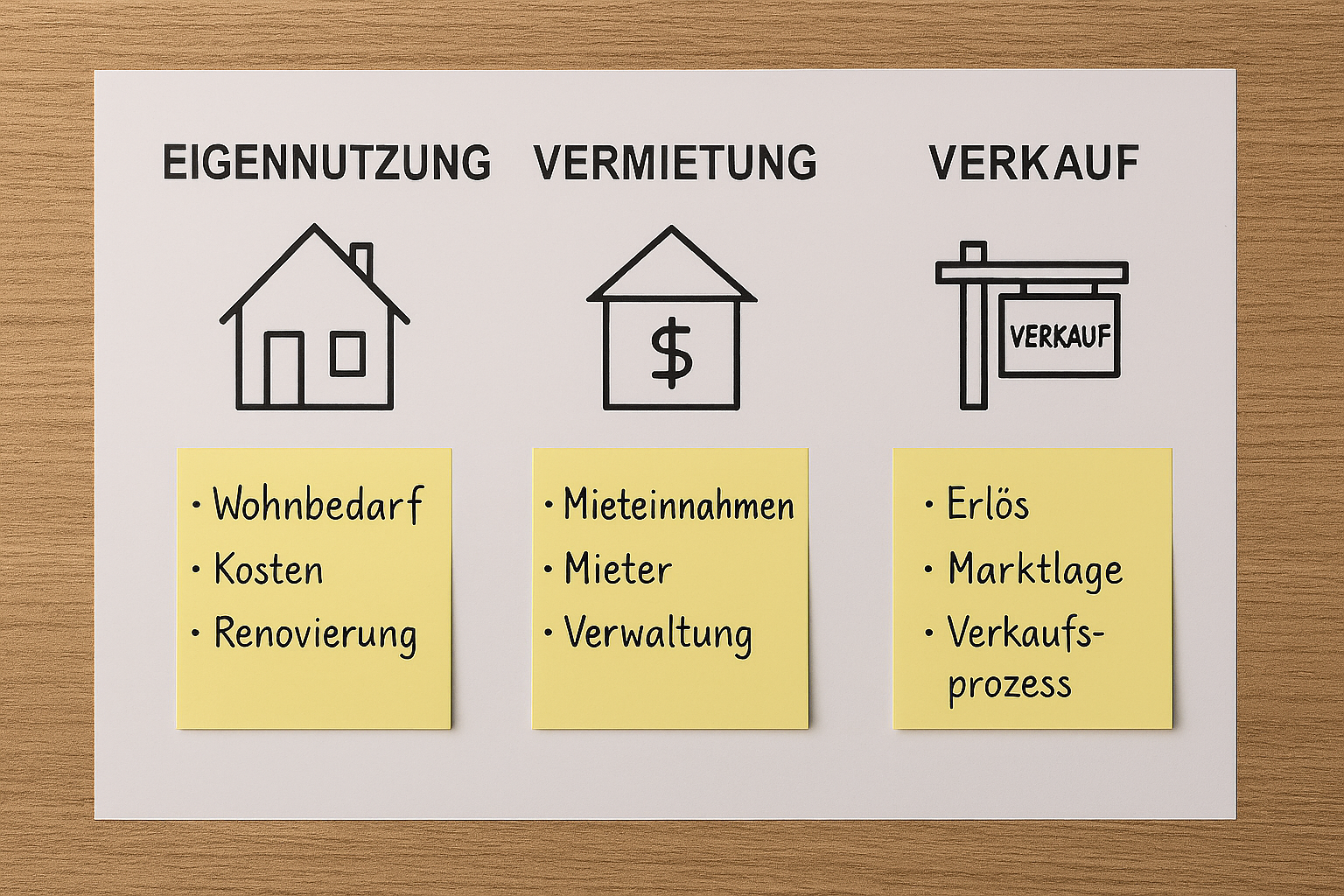 Optionen im Überblick: Eigennutzung vs. Vermietung vs. Verkauf Immobilie geerbt - Optionen im Überblick
