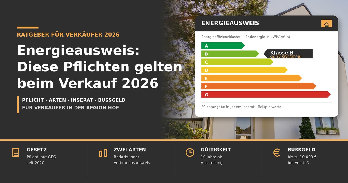 Modernes Einfamilienhaus in der Region Hof – Ratgeber zum Energieausweis beim Immobilienverkauf 2026 von vub makler