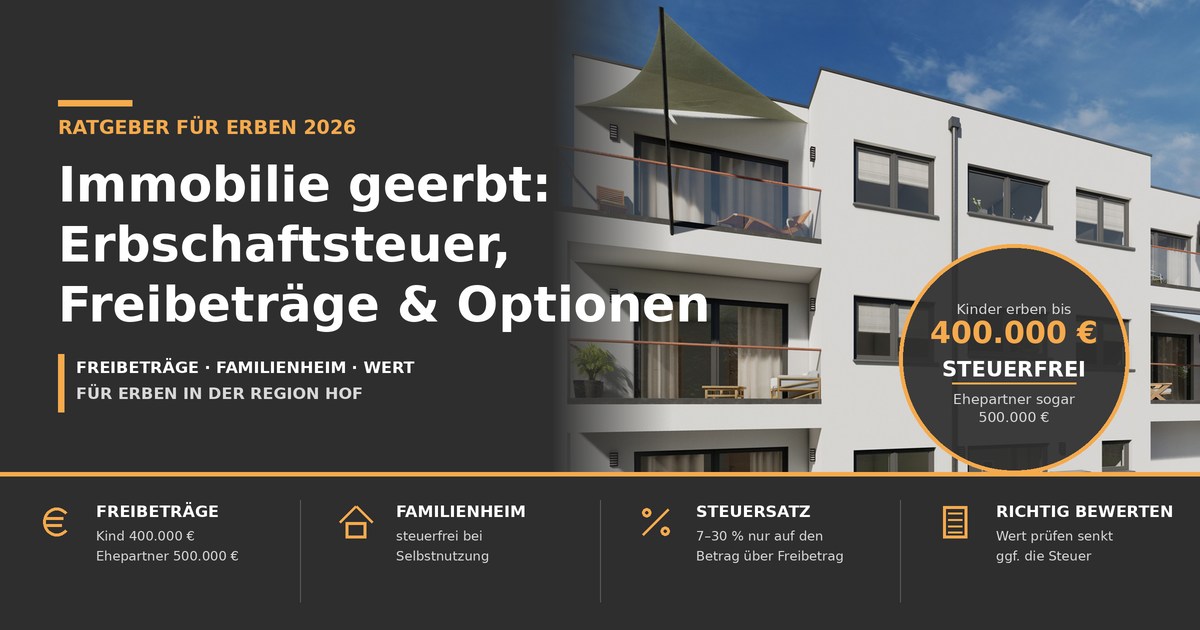Modernes Wohnhaus in der Region Hof – Ratgeber zu Erbschaftsteuer und Freibeträgen bei geerbten Immobilien von vub makler